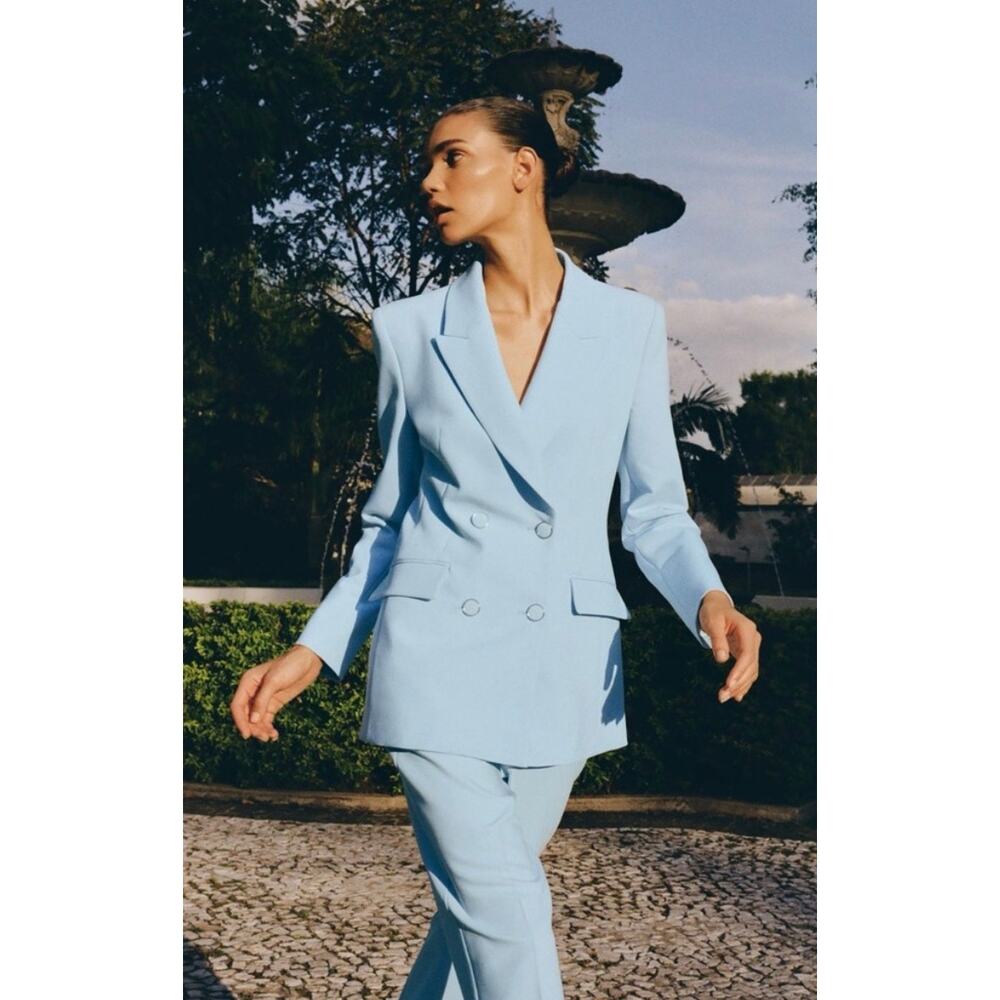 Zara 2 Piece Set Double Breasted Shoulder Pad Blazer and Slim High Waist Pants - Picture 7 of 15